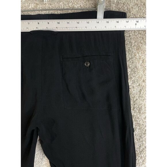 James Perse Pants Women 1 Black Viscose Drape Lounge Pockets Drawstring - Picture 5 of 8
